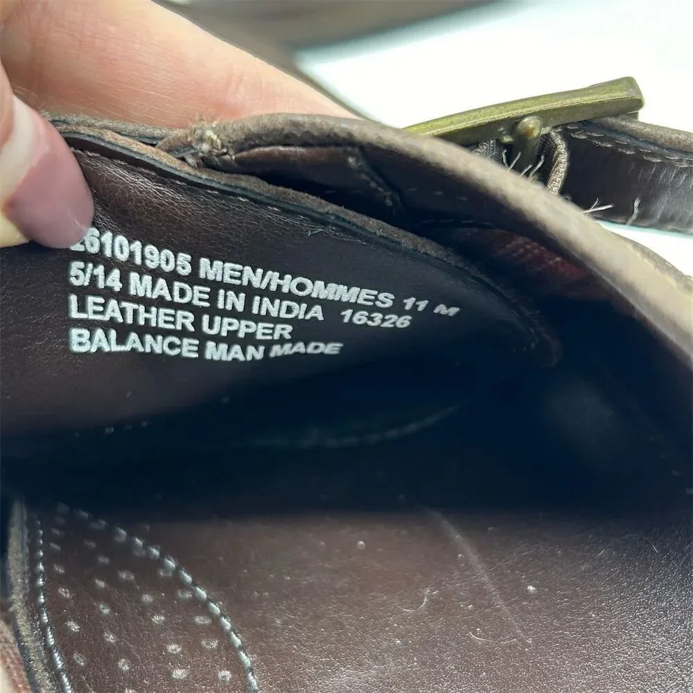 Clarks Delsin Stride Men's Brown Leather Monk Strap Loafer Dress Shoes Size 11 M